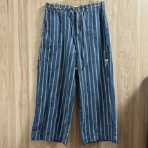 NWT American Eagle High Rise Wide Leg Cropped Pants 6 Tie Waist Striped Denim - £29.00 GBP