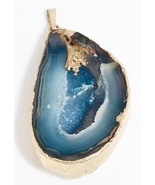 AGATE GEODE DRUZY PENDANT GOLD VERMEIL DIPPED + NUGGETS CRYSTAL SPARKLE ... - €19,22 EUR