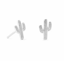 925 Silver Polished Saguaro Cactus Minimalist Stud Earrings Women Jewelry Gift - £38.54 GBP