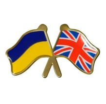 Ukrainian &amp; British flag Lapel Pin Great Britain United Kingdom England Ukraine - £6.13 GBP