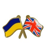 Ukrainian &amp; British flag Lapel Pin Great Britain United Kingdom England ... - $10.39 CAD