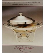 Main Aisle Silver Plated 2 Qt Gallery Round Food Warmer Vintage 1987 - $32.71