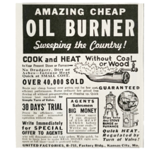 1941 United Factories Oil Burner Advertisement Vintage Home Heating DWF25 - $372.61 MXN