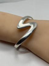 Sterling Silver 925 Mexico Modernist Wide Swirl Cuff Bracelet 6.75” D20 - $106.88
