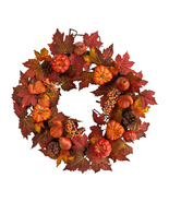 24&quot; Orange Pumpkin Autumn Artificial Fall Wreath - €54,82 EUR