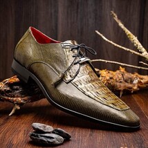 Merida Derby's Shoes Caiman and Lizard Lace Up Olive Green image 6