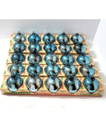 Vtg Lot 25 Bradford Hard Plastic Blue Balls Twist And Snap Christmas Orn... - $44.34