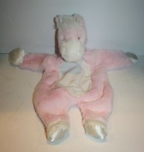 Douglas Horse Baby Security Blanket Pink Plush Flat White Tummy Satin Soft Toy - £37.89 GBP