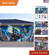 Weather-Resistant 7x16 ft Christmas Train Garage Door Cover - Festive Ba... - $46.50