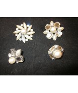Set of Four Bulletin Board Bling Rhinestone and Sparkle Silver Push Pins - £11.71 GBP