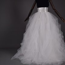 WHITE Detachable Ruffle Tulle Skirt Gowns Custom Plus Size Wedding Bridal Skirt image 5
