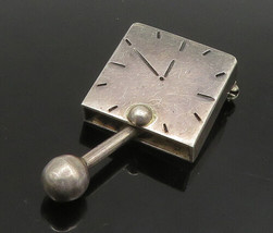 MEXICO 925 Silver - Vintage Ticking Clock Motif Brooch Pin (MOVES) - BP9128 - £51.17 GBP