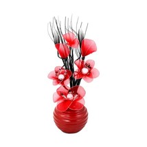 Flourish 704520 813 Red Vase with Red Nylon Artificial Flowers in Vase, ... - $36.00