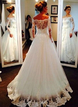 Long sleeeves wedding dresses appliques thumb200