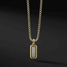2.00 Ct Round Cut Simulated Diamond &#39;s Pendant Dog Tag 14K Yellow Gold P... - $1,927.46 MXN