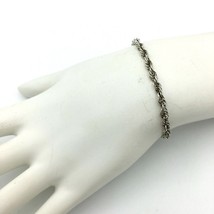 ESTATE sterling loose twisted rope chain bracelet - vintage 925 silver 8&quot; x 3mm - £14.38 GBP
