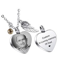 Personalized Angel Wing Pendant Heart Urn Necklace - $77.06