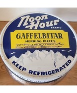 Vtg Noon Hour Gaffelbitar Herring Pieces 1 LB Empty Barrel Glass Jar 5&quot; ... - $11.69