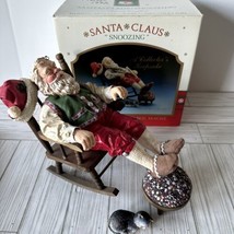 Vintage 1990 Kurt Adler Santa Claus Snoozing Cat Fabric Mache Tablepiece... - £21.33 GBP