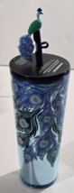 Starbucks Peacock Tumbler Blue 2024 Topper Straw 24 oz Christmas Feather... - $39.99