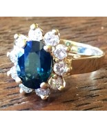 2.7Ct Natural color change sapphire green to blue 14k gold diamonds halo... - £2,041.15 GBP