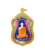 Lp Ruay Famous Monk Thai Amulet Enamel Magic Talisman Gold Case Pendant - £15.63 GBP