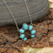 Artificial Turquoise Alloy Pendant Necklace - $20.95