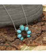 Artificial Turquoise Alloy Pendant Necklace - $28.73 CAD