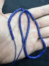 3mm Lapis Lazuli Heishi beads 1Pc strand top quality unpolished undyed matte 15&quot; - £9.38 GBP