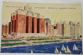 Illinois Chicago The Stevens World&#39;s Largest Hotel Sailboats 1930s Postcard H6 - £4.87 GBP