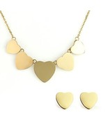 Gold Tone Multi Heart Necklace and Coordinating Earring Set - €24,31 EUR