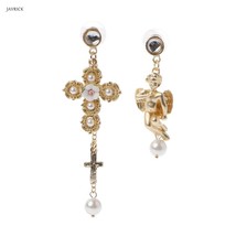 JAVRICK Baroque Lace Bow Cherub Angel Drop Earrings Royal Asymmetric Pearl Jewel - £8.26 GBP