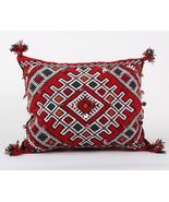 Handmade Red Pillow with Berber Designs – A Touch of Moroccan Heritage f... - $65.00