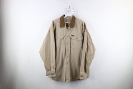 Vintage 90s Woolrich Mens XL Distressed Heavyweight Suede Collar Button Shirt - £35.57 GBP