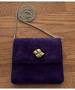 Talbots Vintage Purple Suede Small Crossbody Bag gold chain knot detail ... - $29.67