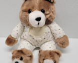 Vintage Brown Teddy Bear Plush Floral White Pajamas Bib Slippers Stuffed... - $16.08