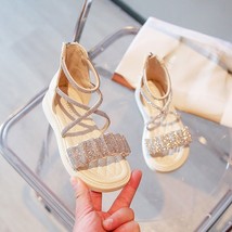 Girls Rhinestone Sparkling Sandals New Summer Open Toe Kids Fashion Back Zip Pre - £29.73 GBP