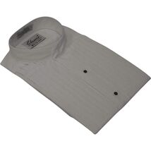 Men's Tuxedo Pastor shirt Classix Banded Collarless Formal Pleated M06 White image 2