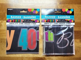 Lot of 2 Happy 40th Birthday Banners 12ft long each - Read! - £5.53 GBP