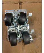 Set of 4 Heavy Duty Swivel Casters with Lock – 3” Plate Mount – New Cond... - $23.26