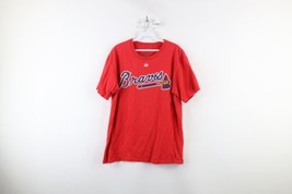 Vtg Majestic Mens Medium Distressed Spell Out Atlanta Braves Baseball T-Shirt - £19.85 GBP
