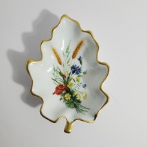 Vtg Limoges Floral Leaf Multicolor Porcelain Trinket Candy Dish Stamped France - $10.58