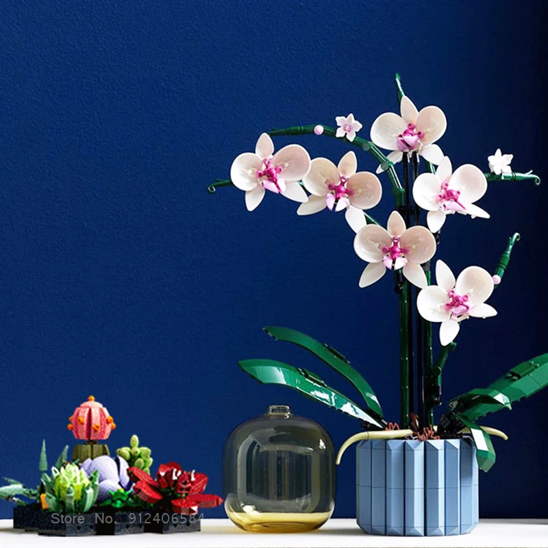 Play MOC Orchid Succulents Flower Bouquet 608PCS Building Blocks City Romantic K - £47.90 GBP