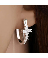 Silver Hoop Earrings with Crystal Cross (cubic zirconia) - $203.50 MXN