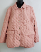Chico&#39;s Women&#39;s Quilted Jacket Pink Pockets Snap Closure Size 3 (US 16/18) - £38.62 GBP