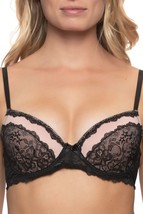 Felina F8522S2 Lace with Mesh Inset and Micro Light Lift Pushup Bra SZ 38C Black - £26.61 GBP