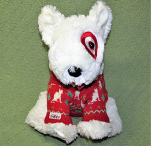 Target Bullseye Plush Dog 2012 13&quot; Stuffed Animal Red Knit Holiday Sweater Toy - £18.26 GBP