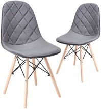 Canglong Mid Century Velvet Upholstered Dining Chair With Wood Legs, Set... - $161.94