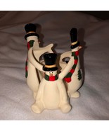 Russ Berrie Vintage Circular Snowmen Candle Holder Christmas Skating San... - $19.79