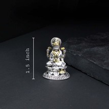 2D Real Solid 925 Silver Oxidized Laxmi Statue religious Diwali gift - $56.05
